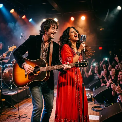 Harmonious Rock Duet on Stage | Guitarist and Singer Performance