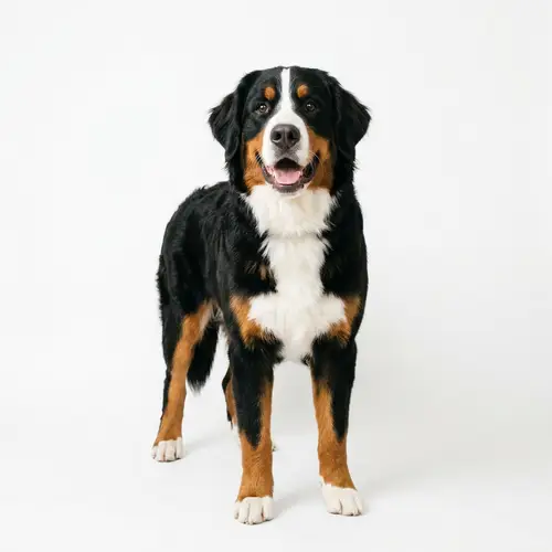 Cheerful Bernese Mountain Dog with Lustrous Fur
