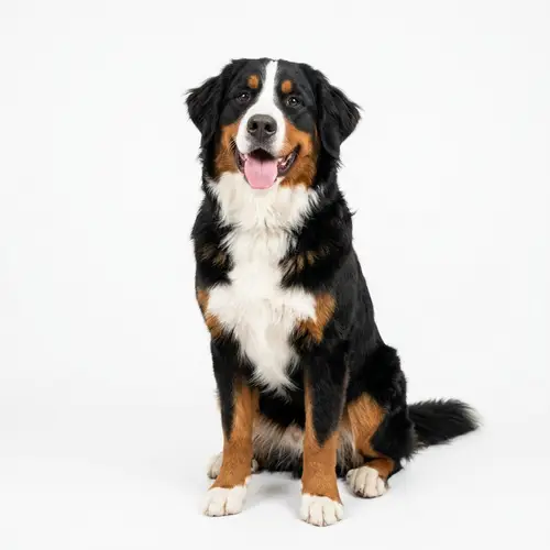 Joyful Bernese Mountain Dog with Healthy Fur Coat