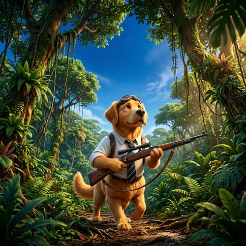Golden Retriever Jungle Adventure in Breathtaking 4K