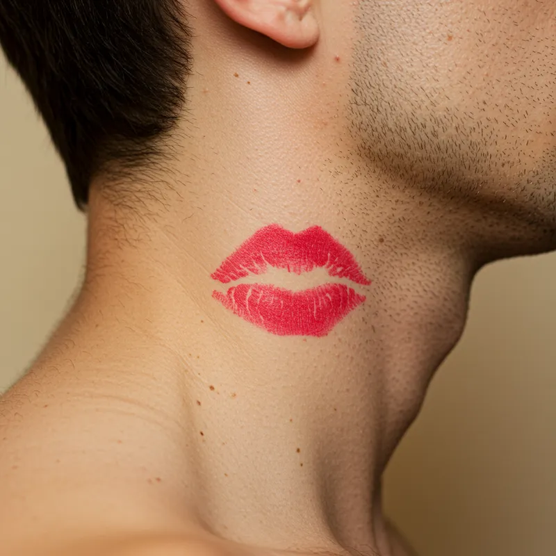 Red Lip Kiss on Men's Collar - Unique Fashion Detail