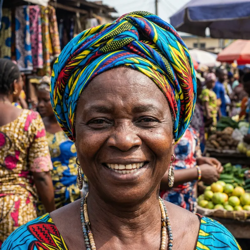 Stunning African Woman in Colorful Head Wrap