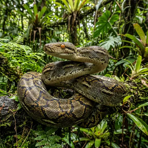 Captivating Olive Green and Brown Python Ready to Strike