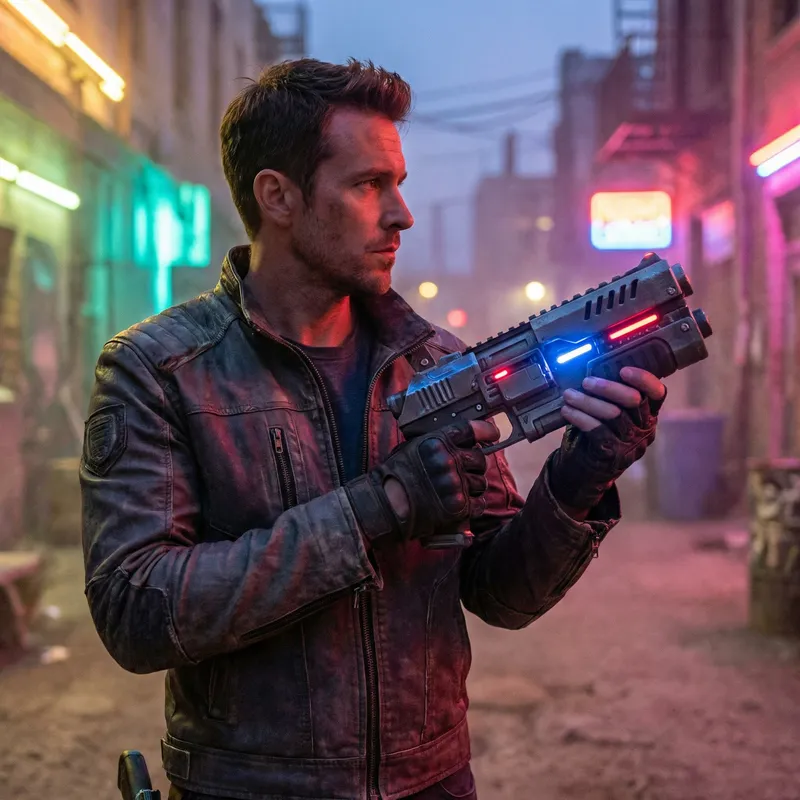Man Holding Laser Gun - 512x512 Image