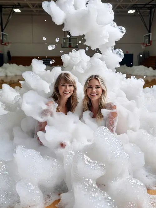 Taylor Swift & Hilary Duff's Fun Foam Party Photoshoot