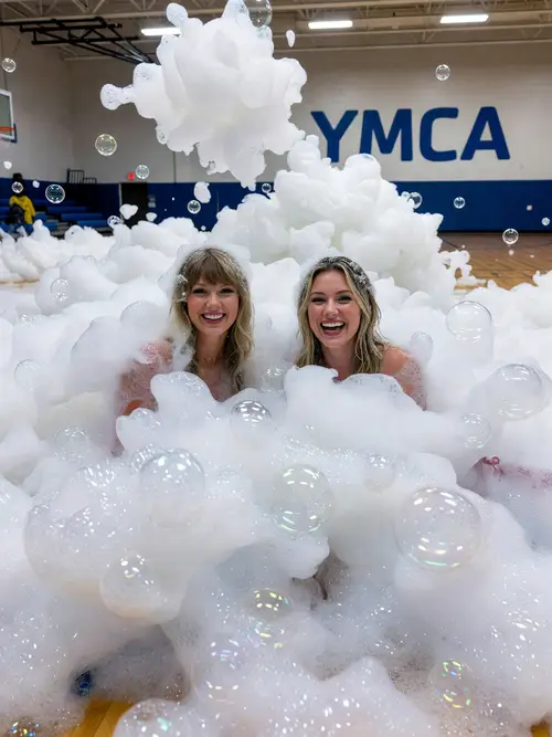 Taylor Swift & Hilary Duff at Epic Foam Party