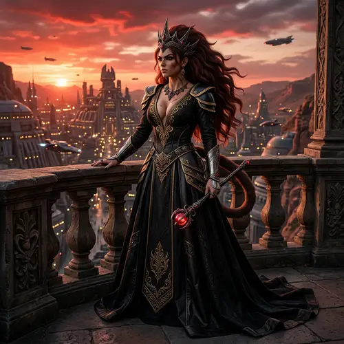 Saiyan Queen in Black Dress with Pointed Tiara | Website