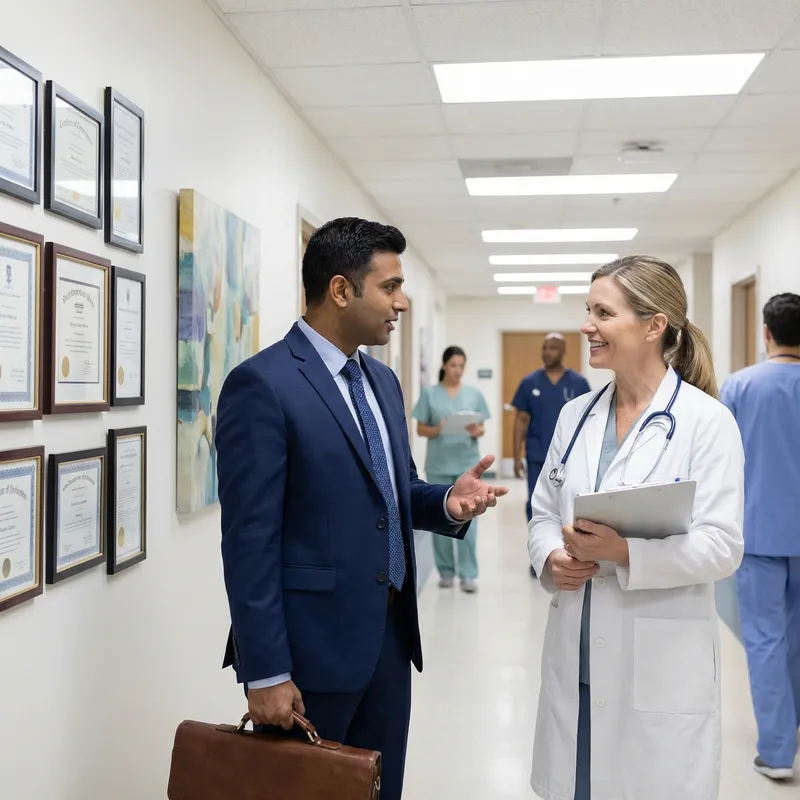 Sales Representative Consults with Doctor | Hospital Conversation