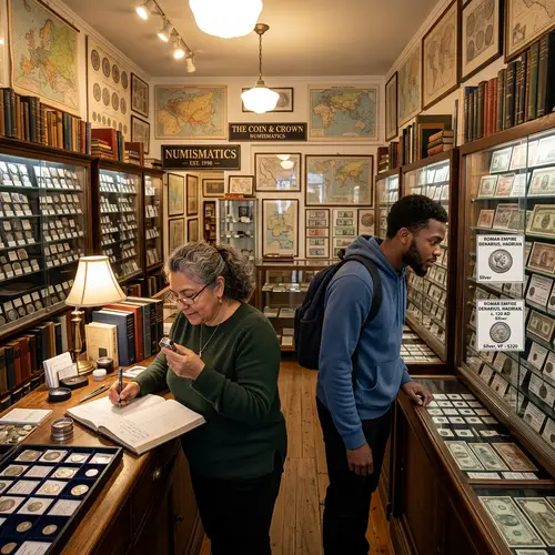 Numismatic Shop: Ancient Coins to Modern Notes Display