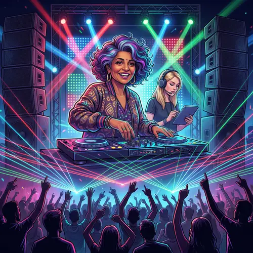 Vibrant DJ Performance at Music Festival Art