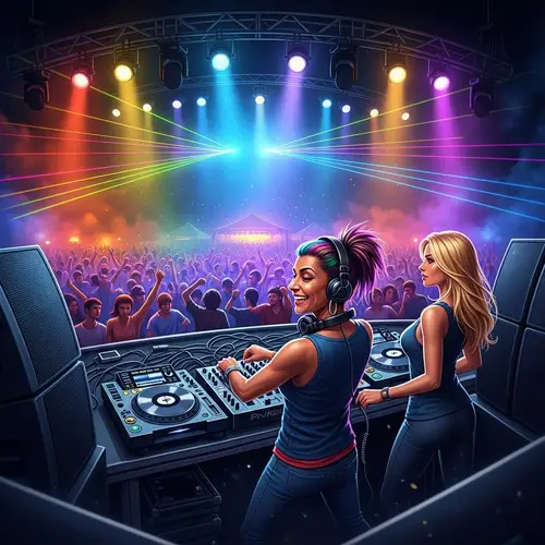 Vibrant DJ Performance at Music Festival Art