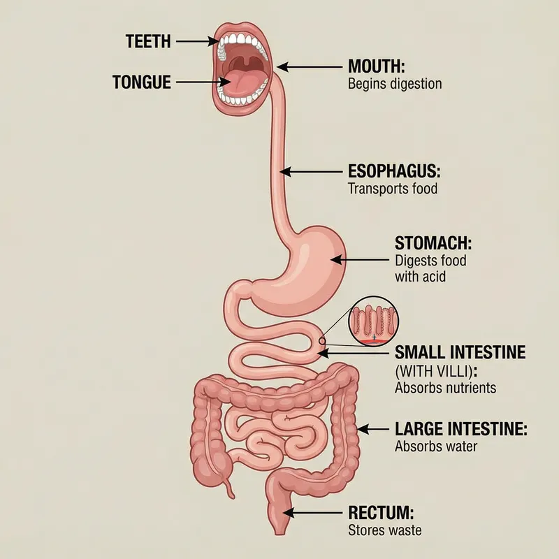 Human Digestive System Anatomy: Detailed Illustration