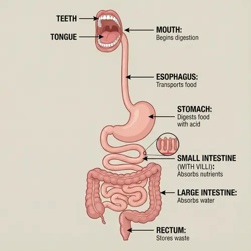 Human Digestive System: Detailed Medical Illustration