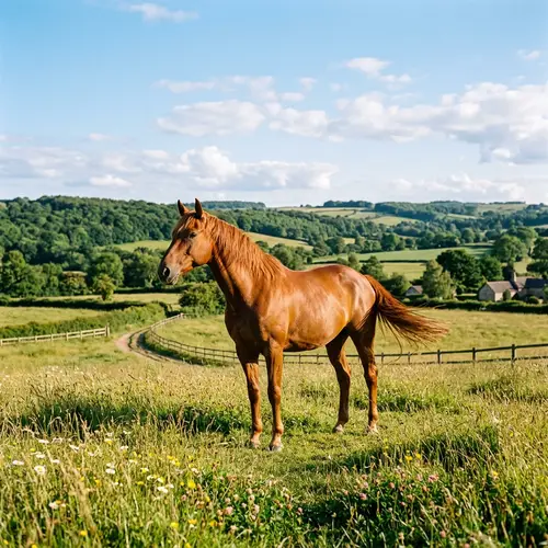 Majestic Horse in Peaceful Countryside Environment