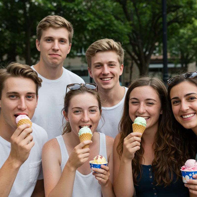 Friends Enjoying Ice Cream Together