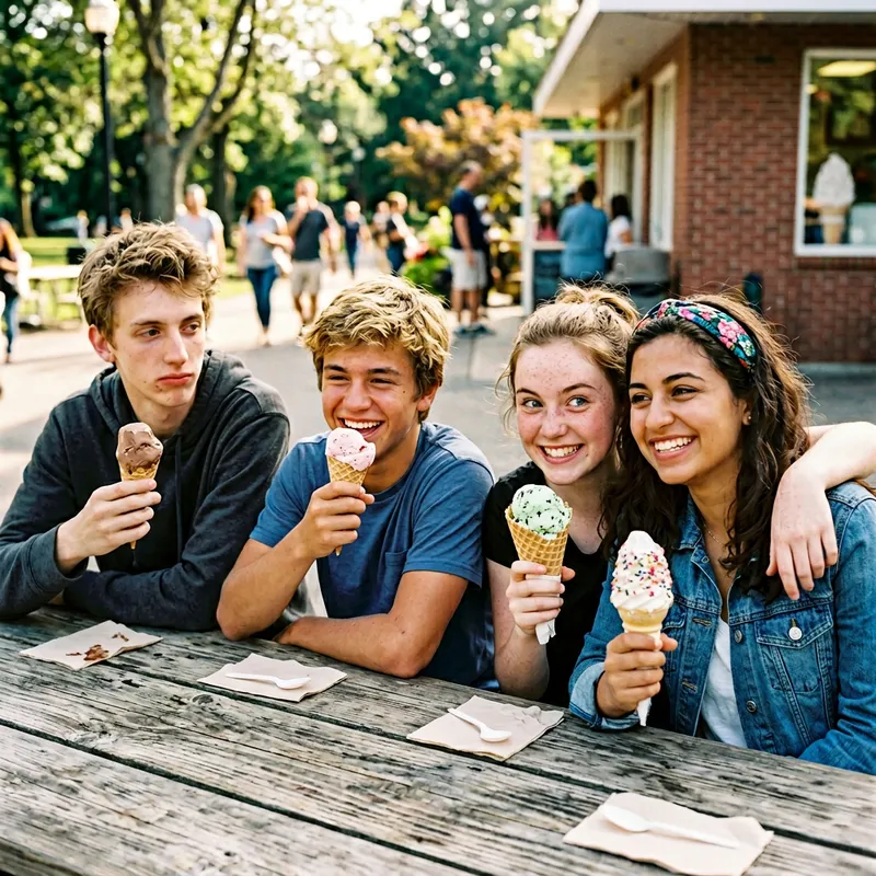 Friends Enjoying Ice Cream Together
