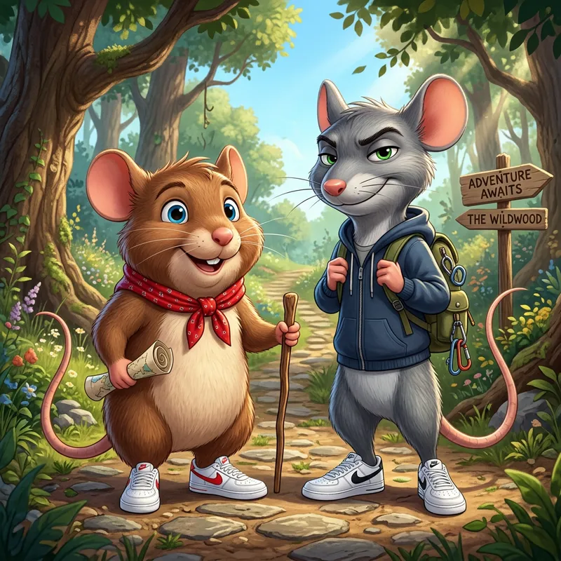 Animated Mouse Characters in White Nike Sneakers Animated Mouse Characters in White Nike Sneakers