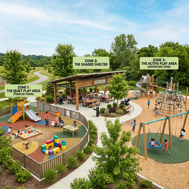 Modern Children's Playground with Three Play Zones