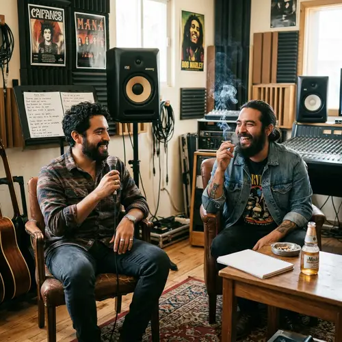 Hispanic Musicians in Recording Studio | Music Duo