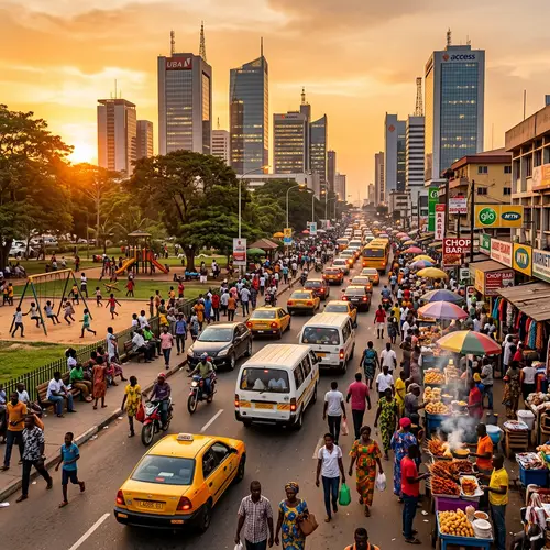 Vibrant African Cityscape: Urban Lifestyle and Natural Beauty