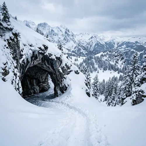 Snowy Cave Entrance: A Winter Wonderland