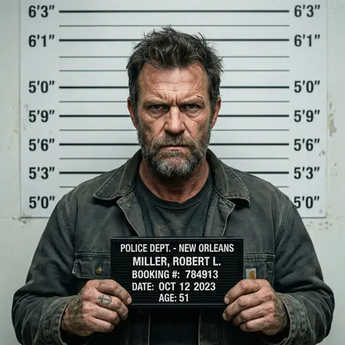 Rugged Middle-Aged Man Mugshot – Realistic Portrait