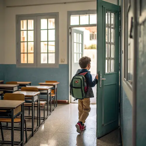 A Boy Entering His Classroom