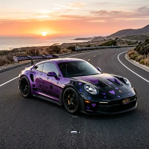 Black & Purple Porsche 911 GT3 RS with Hearts | Sleek Design