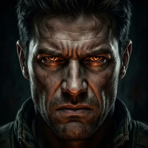 Intense Close-Up of Man's Face - Strong Emotions Display