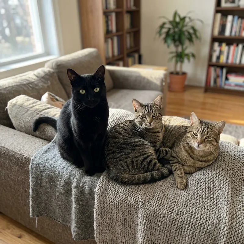 Black Cat and Tabby Cats: Feline Friends