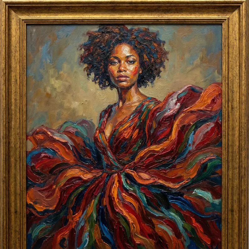 Woman in Flower Dress Painting