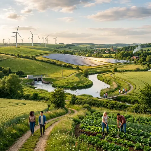 Tranquil Countryside Renewable Energy Panorama