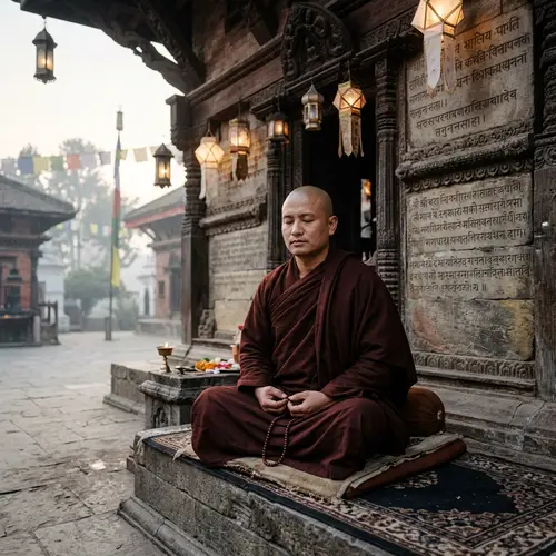 South Asian Monk | Peaceful Meditative Pose in Traditional Attire