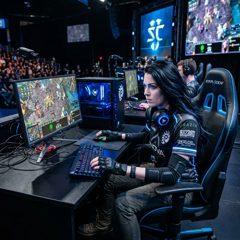 Realistic Female Starcraft Player Full-Body Portrait