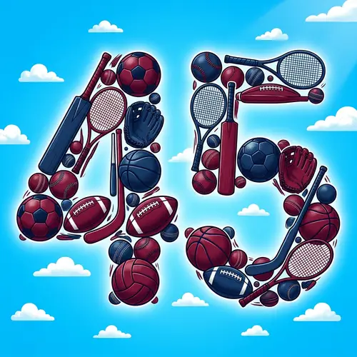 Contemporary 45 Sports Theme Artwork with Maroon and Navy Items