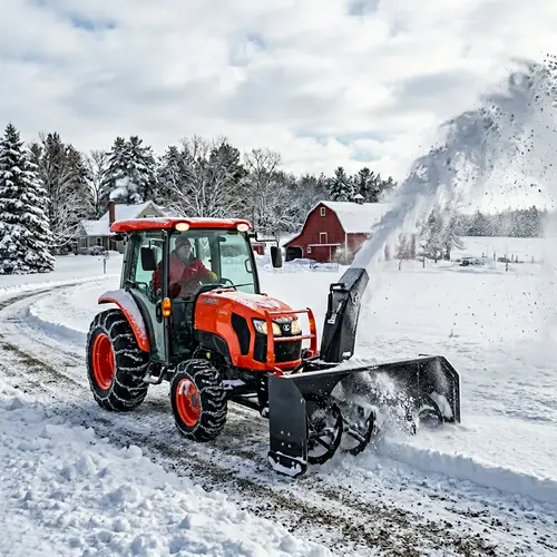 Orange Tractor Blowing Snow Facebook Banner