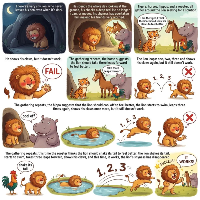 Shy Lion's Transformation: Animated Tale of Overcoming Shyness
