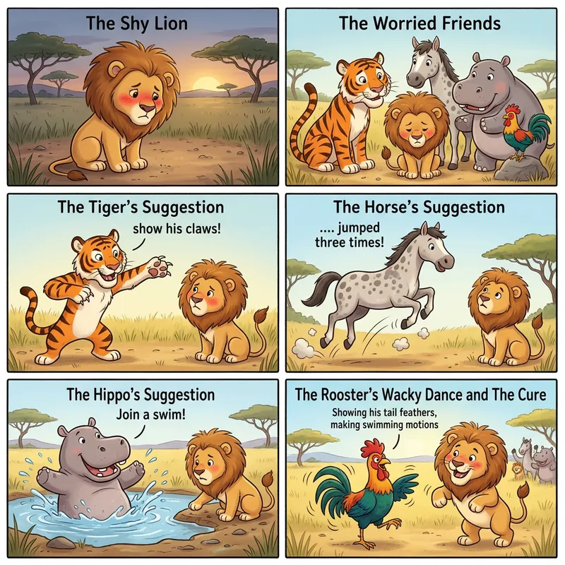 Shy Lion: Overcoming Shyness with Tiger, Horse, Hippo, and Rooster Shy Lion: Overcoming Shyness with Tiger, Horse, Hippo, and Rooster