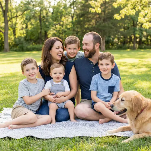 Happy Family of Six: Cherishing Moments Together