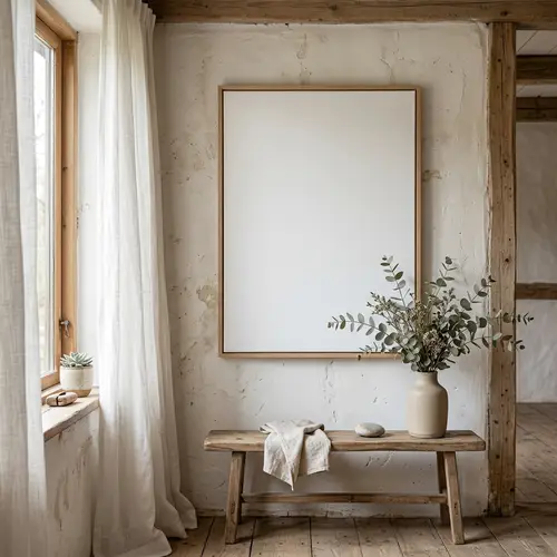 Minimalist White Canvas Mock-Up in Rustic Environment