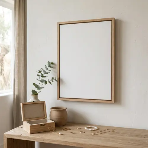 Zen Style White Canvas in Light Wood Frame