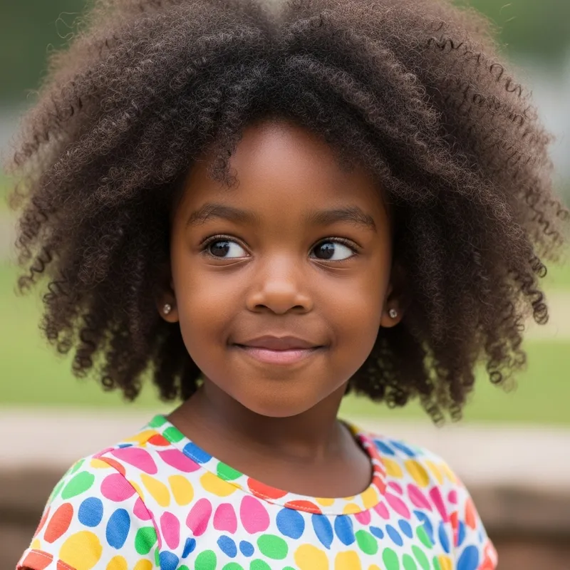 Stylish Afro-Haired Girl in Trendy Black Outfits