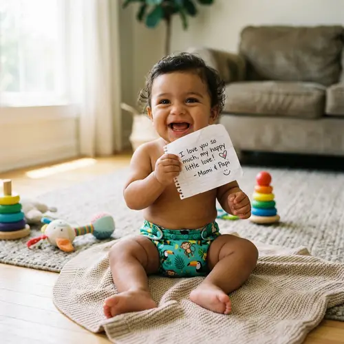 Happy Baby in Eco-Friendly Cloth Diaper