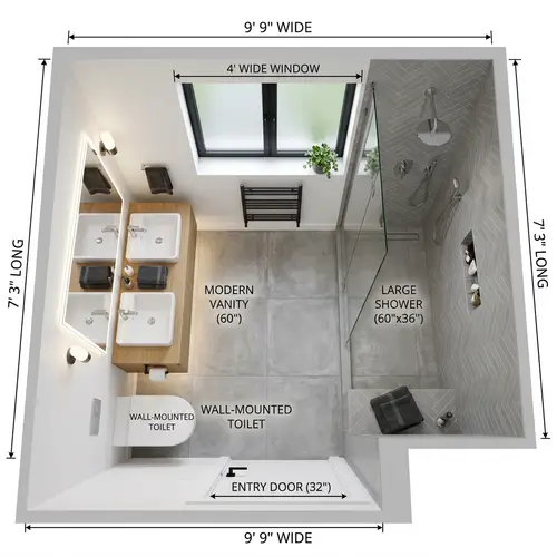 Modern Bathroom Design with Large Shower