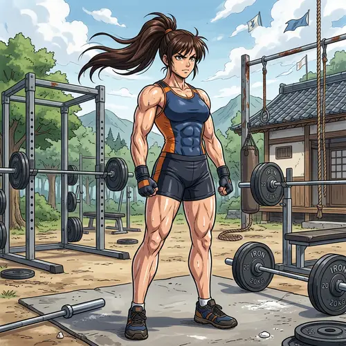 Determined Anime Woman in Athletic Gear