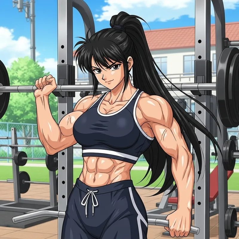 Determined Anime Woman in Athletic Gear