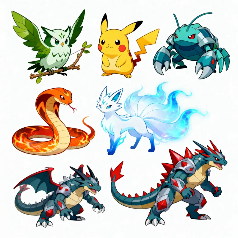 Vibrant Pokemon-Style Creature Designs