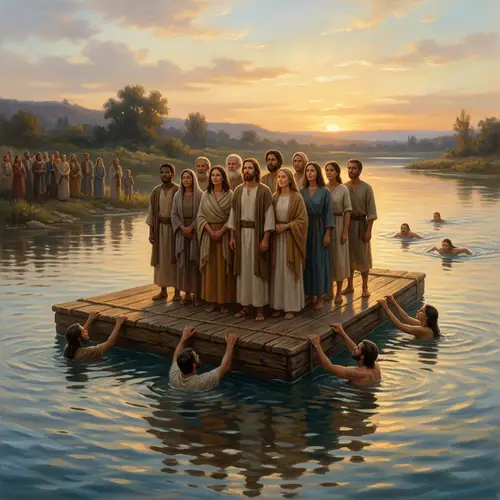 Serene Spiritual Painting in Warm Tones