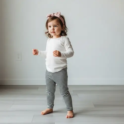 Adorable Little Girl in Stylish Leggings