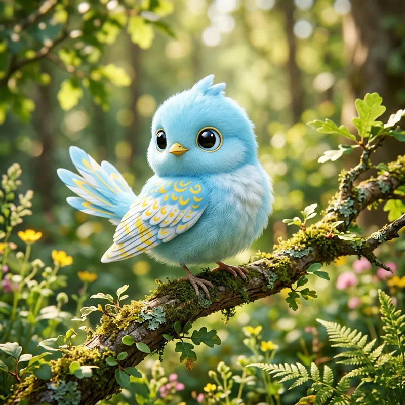 Cute Light Blue Bird Like a Pokemon